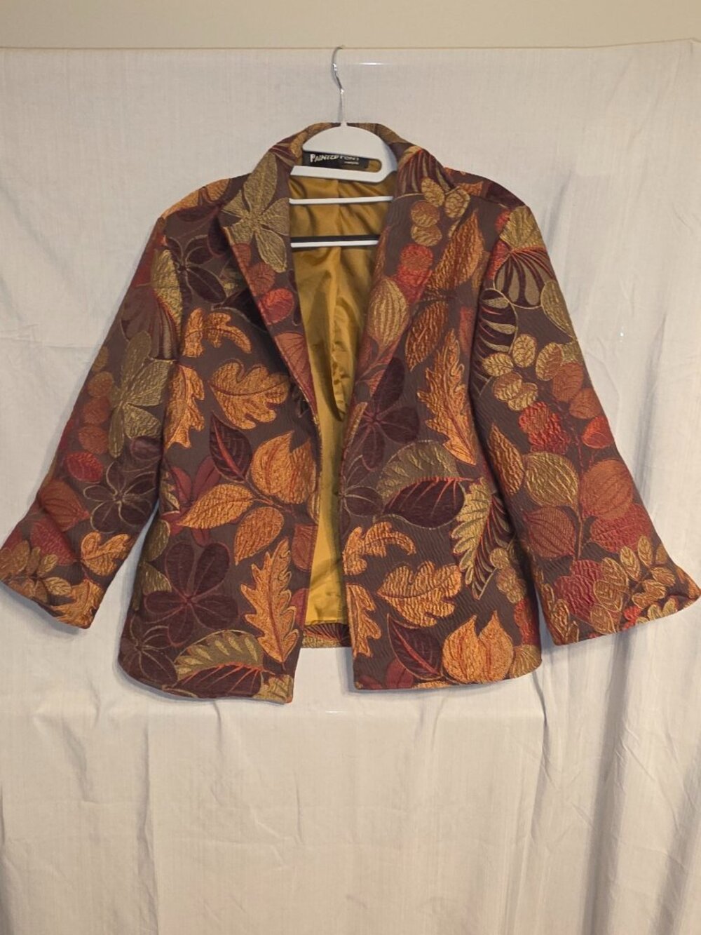 Painted Pony Jacket Coat Blazer Made in USA Autumn Vibe Fall Leaves Brown Orange